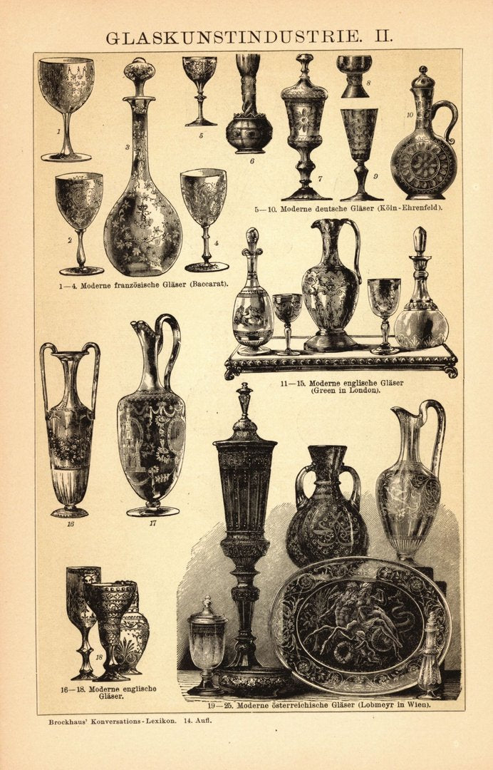 Glaskunstindustrie. Buchillustration (Stich) von 1897