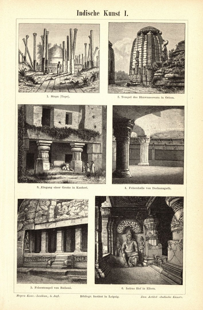Indische Kunst. Buchillustration (Stich) von 1896