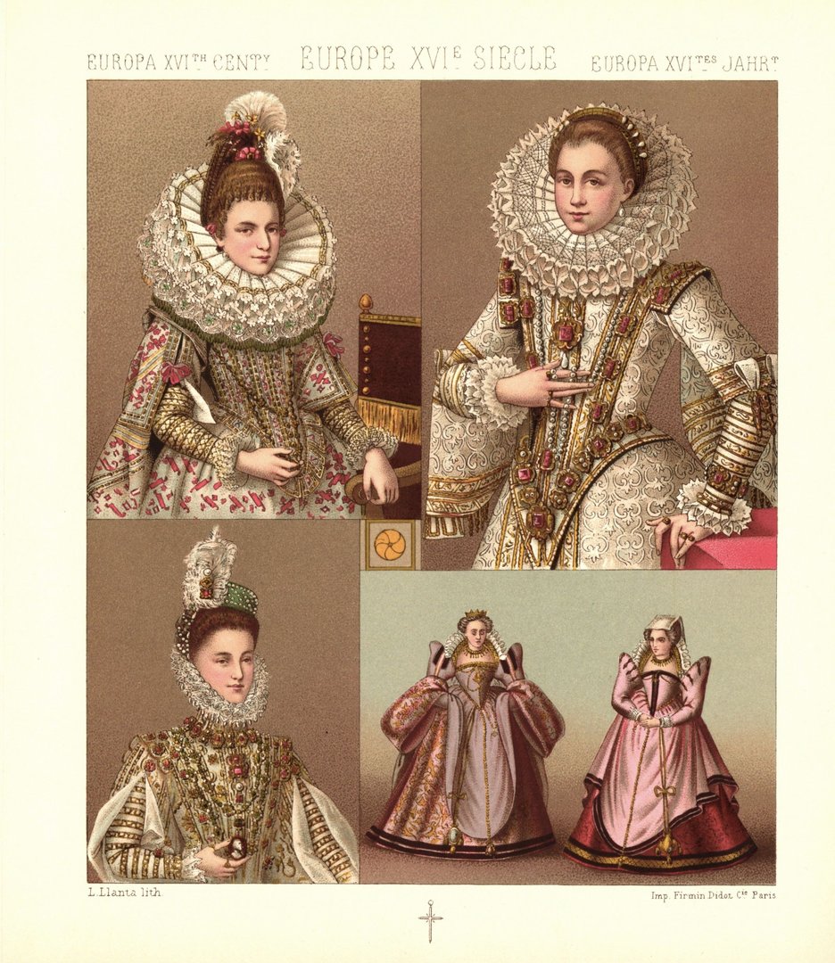 Europa. Historische Figuren. 16.-17. Jhd. Lithografie von 1888. (T276)
