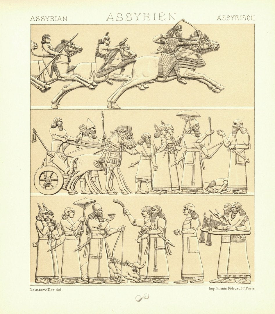 Ägypten. Gewänder und Jagduniformen, Könige, Adlige, Soldaten. Grafik von 1888
