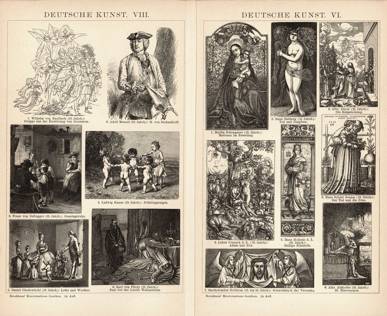 Deutsche Kunst VI-VIII. Buchillustration (Stich) von 1897