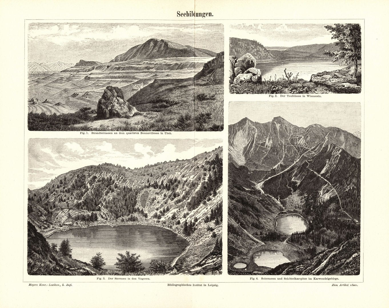 Seebildungen. Buchillustration (Stich) von 1897