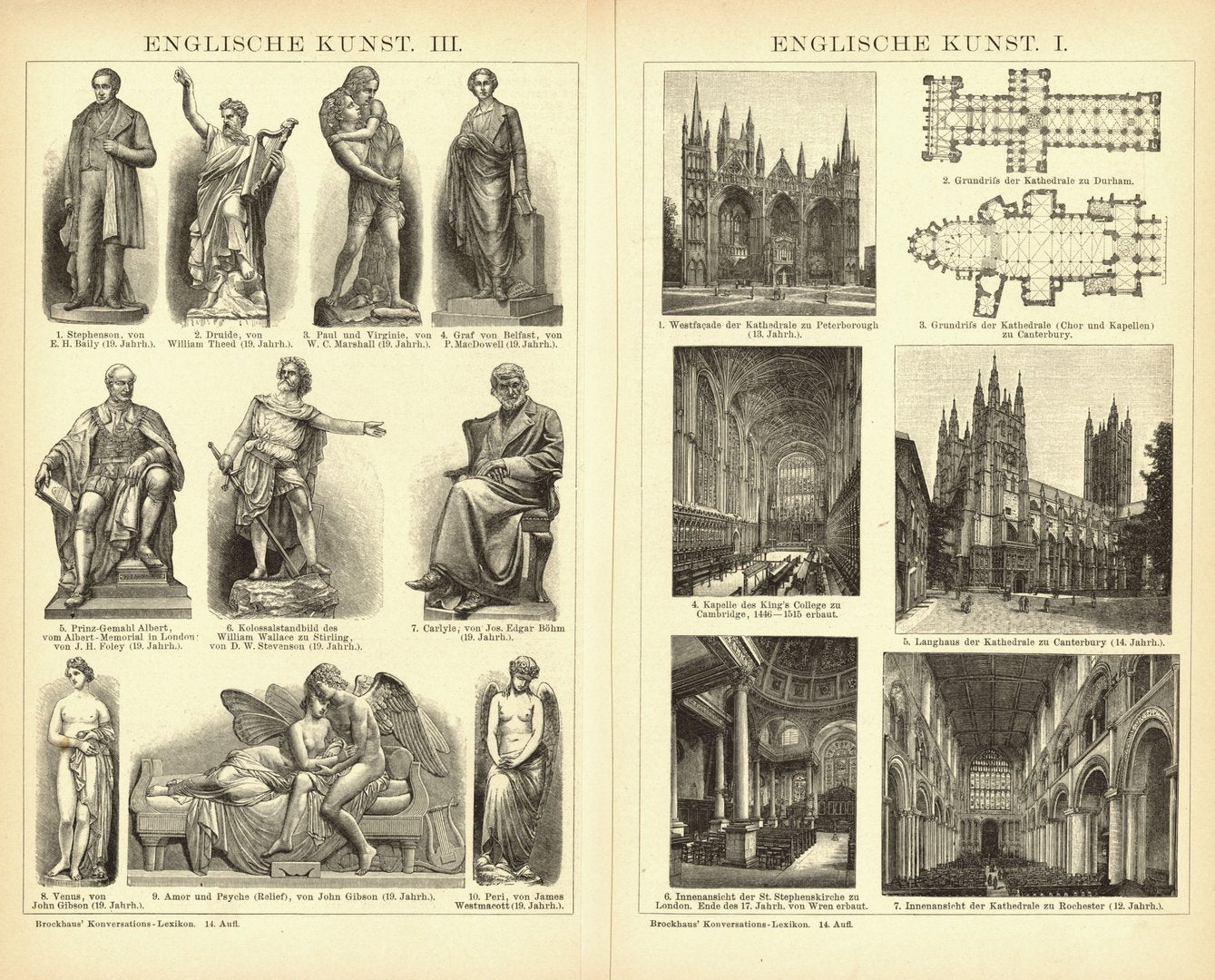 Englische Kunst I-III. Buchillustration (Stich) von 1894