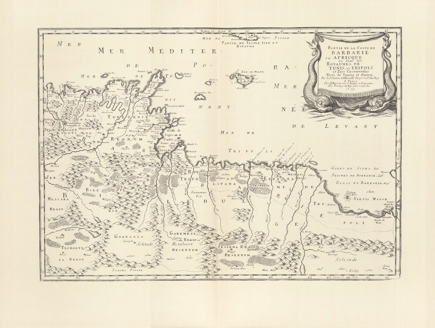 Tunesien (1688) Limitierter Nachdruck von 1968. Partie de la Coste de Barbarie en Afrique ou sont Ro