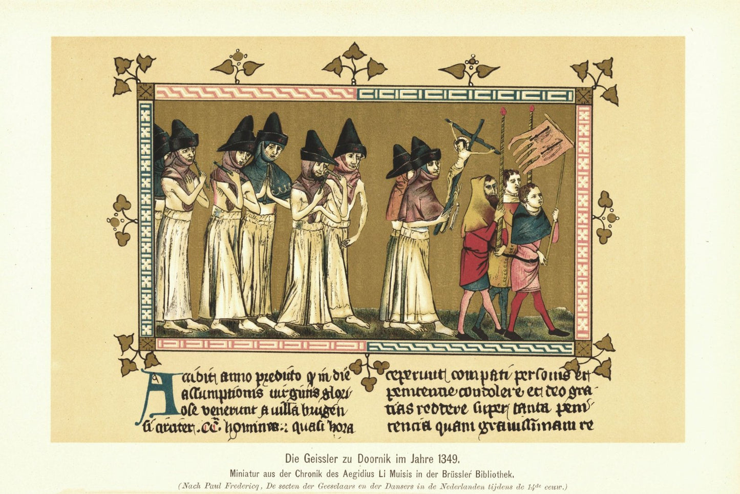 Die Geissler zu Doornik im Jahre 1349. Lithografie von 1902