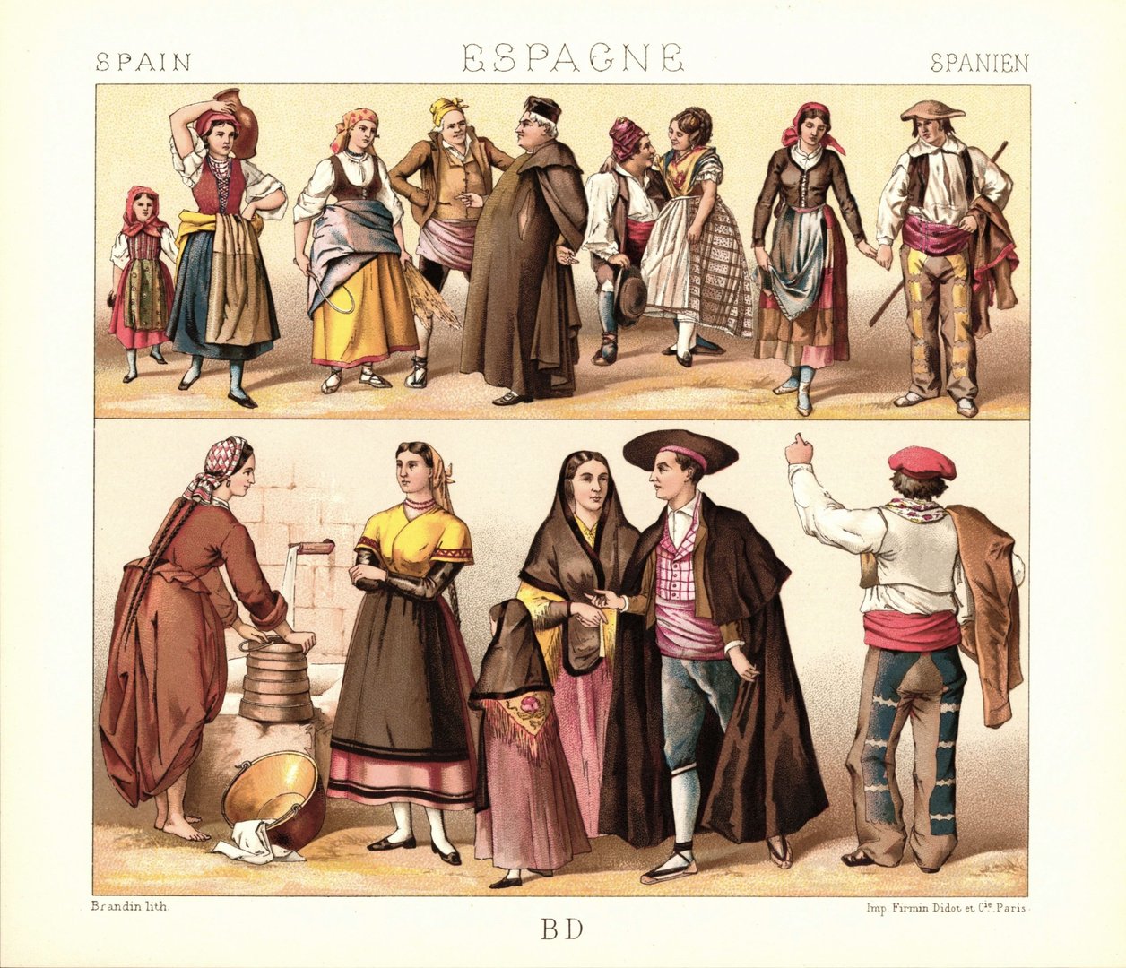 Spanien. Alt-Kastilien. Aragon, Murcia. Lithografie von 1888. (T475)