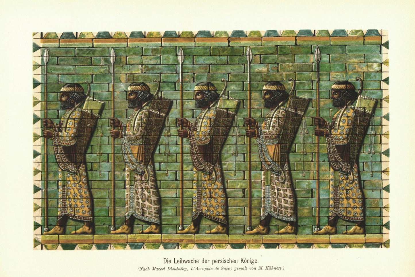 Die Leibwache der persischen Könige. Lithografie von 1902