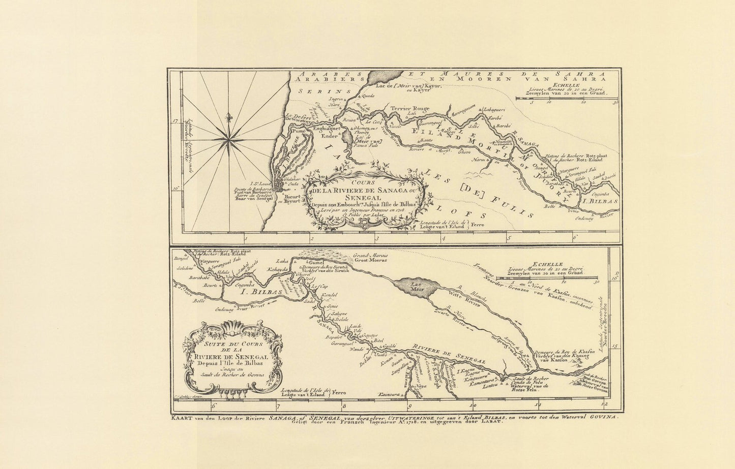Senegal (1728). Limitierter Nachdruck von 1968. Cours de la Riviere de Sanaga ou Senegal.