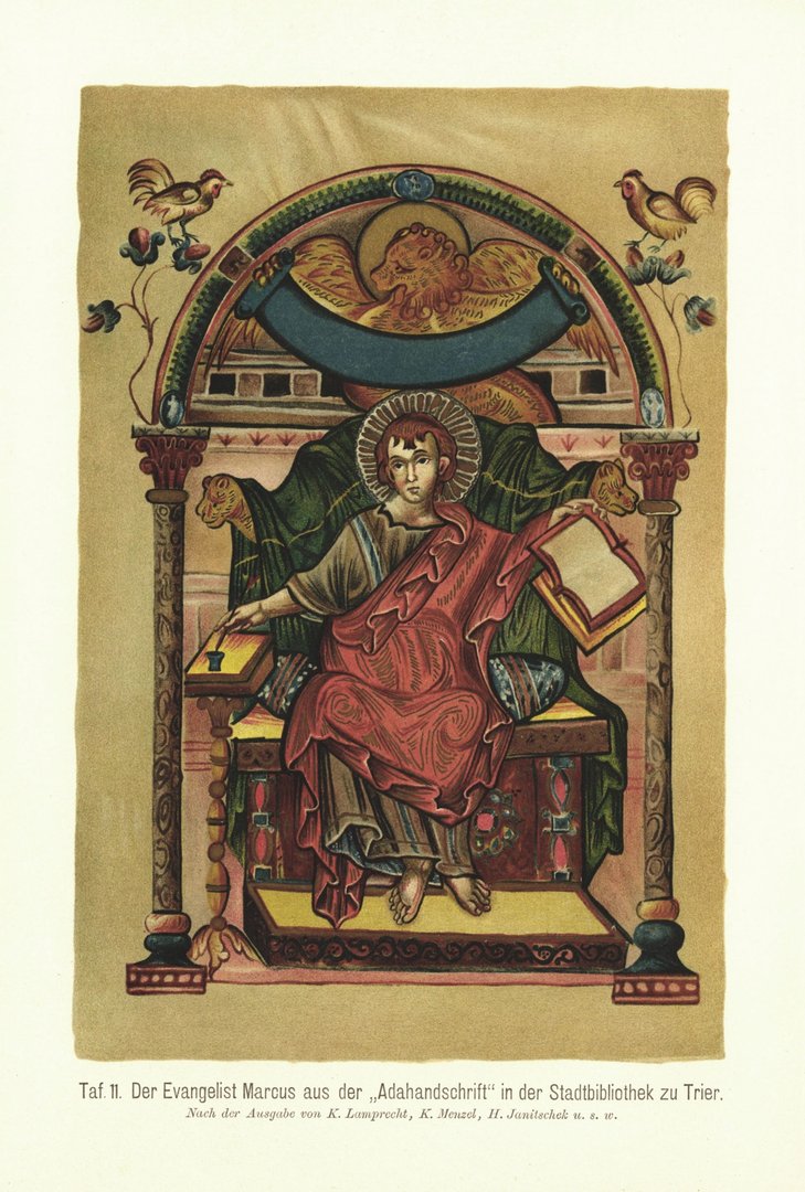 Der Evangelist Marcus aus der Adahandschrift zu Trier. Lithografie von 1905