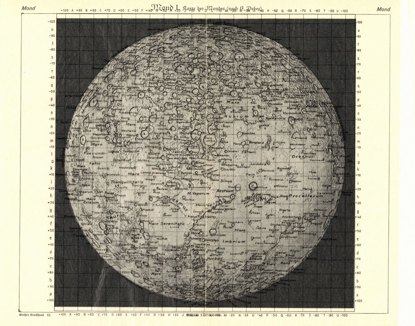 Karte des Mondes . Alte Karte von 1932.