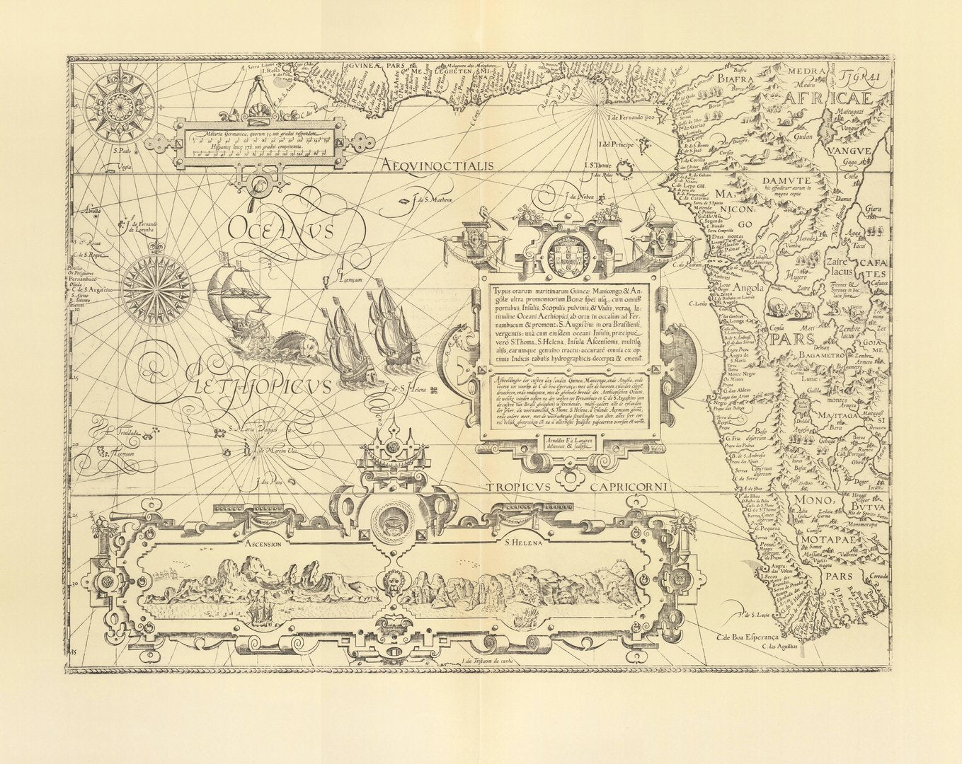 Südwestafrika (1599). Limitierter Nachdruck von 1968. Typus orarum maritimarum Guineae, Manicongo, &