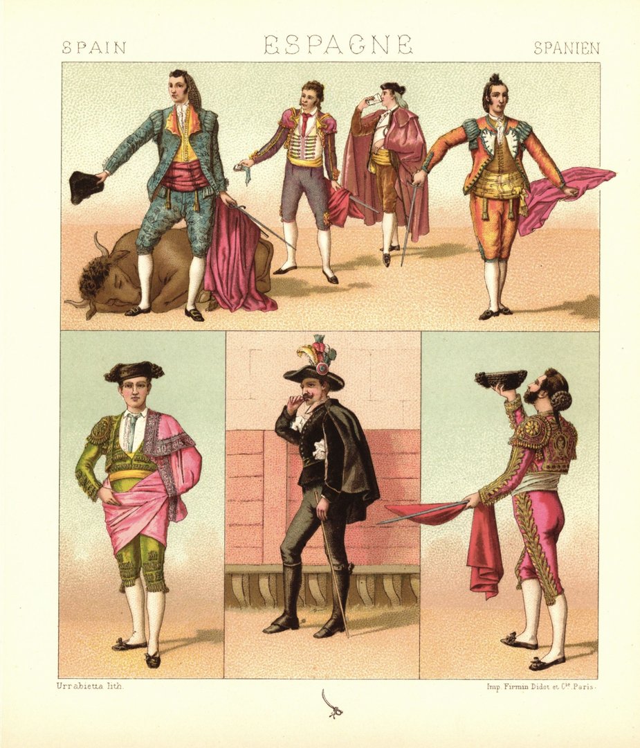 Spanien. Stierkampf. Berühmte Toreros. Lithografie von 1888. (T470)