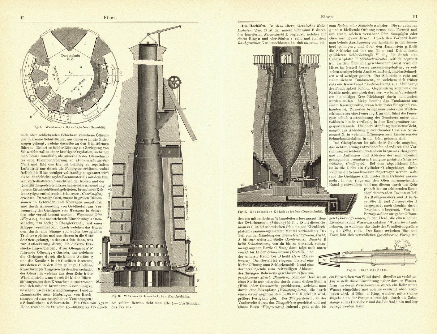 Eisen. Buchillustration (Stich) von 1894