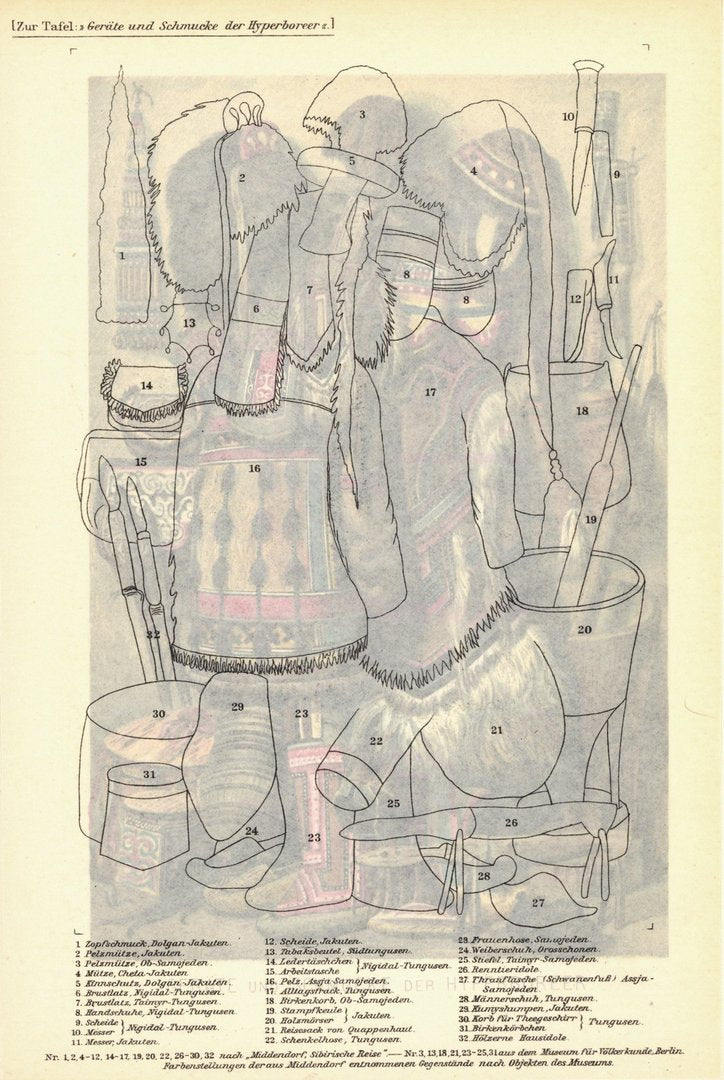 Geräte und Schmuck der Hyperboreer. Lithografie von 1888