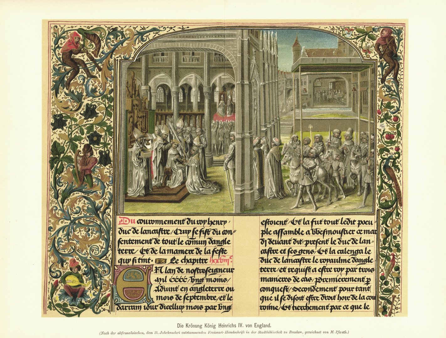 Die Krönung König Heinrichs IV. von England. Lithografie von 1902