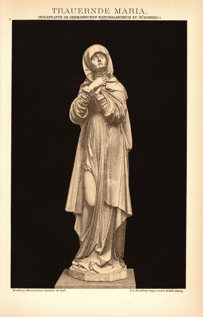 Trauernde Maria. Buchillustration (Stich) von 1897