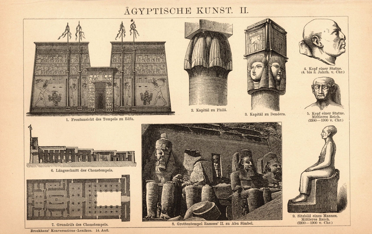 Ägyptische Kunst I-II. Buchillustration (Stich) von 1897