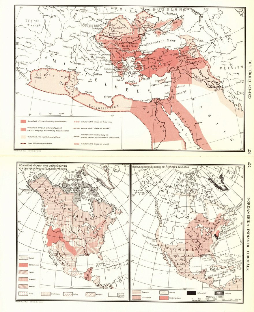 Die Aufteilung der Welt im Jahr 1914. Alte Landkarte von 1960.