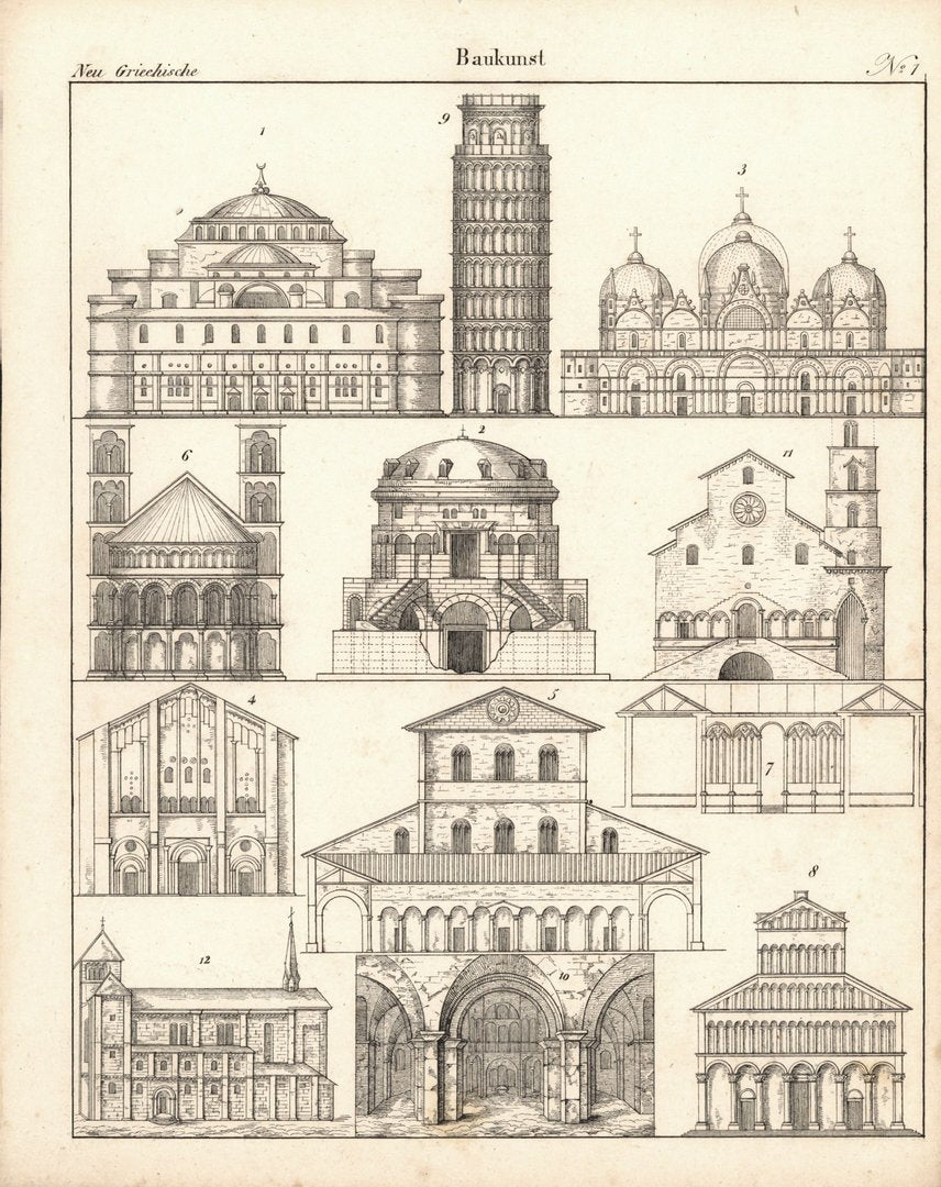Neue Griechische Baukunst Nr. 1. Lithografiertes Blatt von 1830.