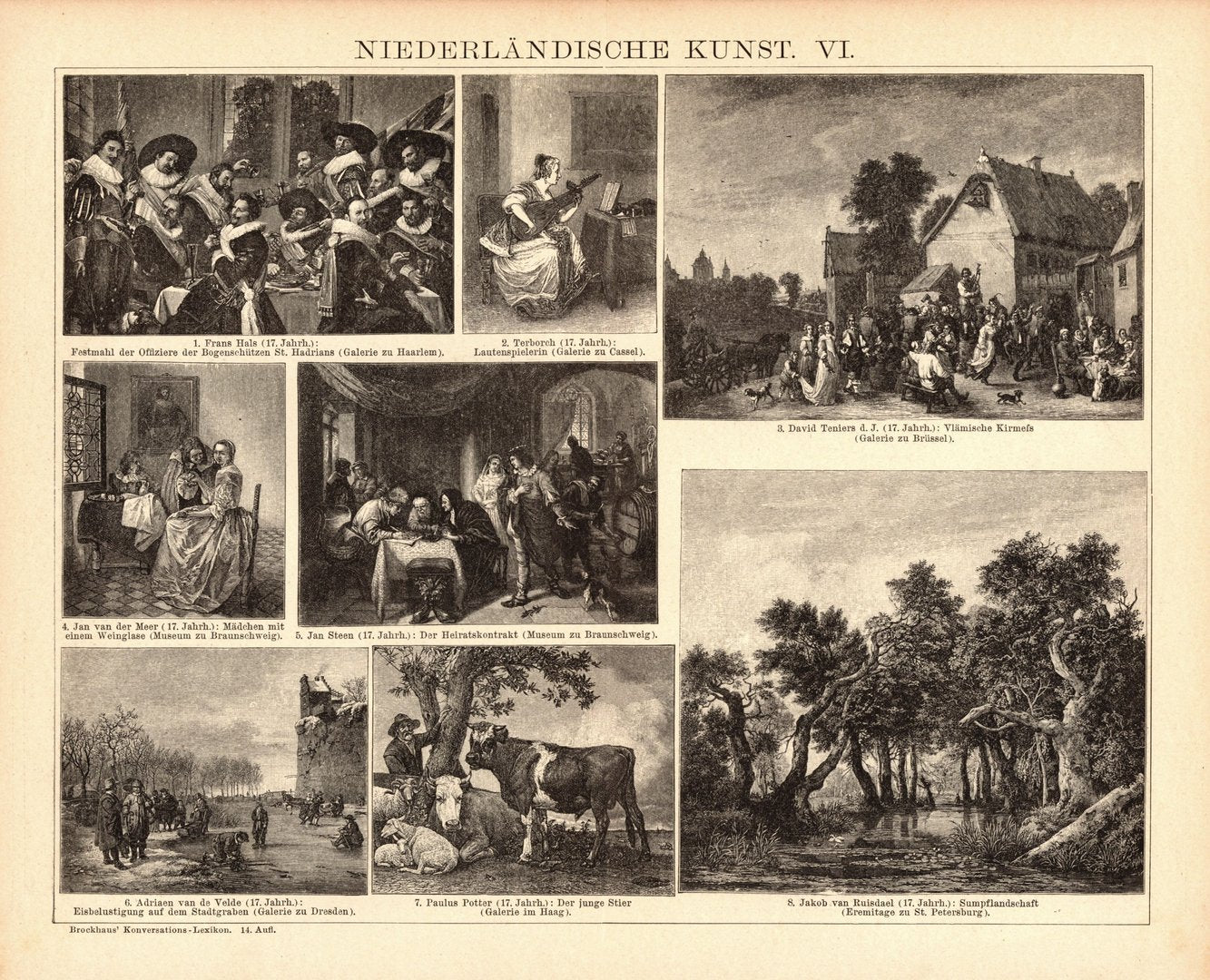 Niederländische Kunst. Buchillustration (Stich) von 1897