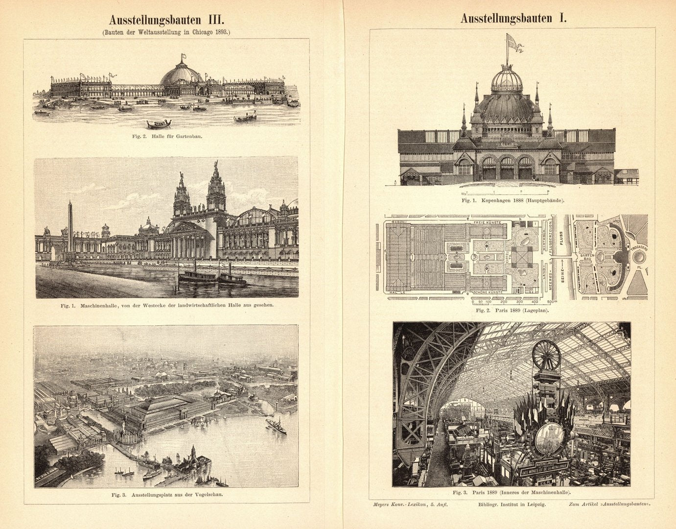 Ausstellungsbauten . Buchillustration (Stich) von 1893