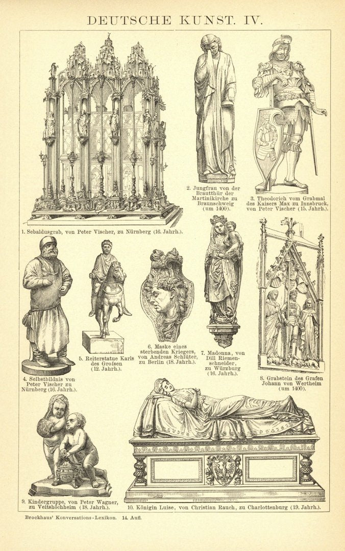 Deutsche Kunst IV bis V. Buchillustration (Stich) von 1897