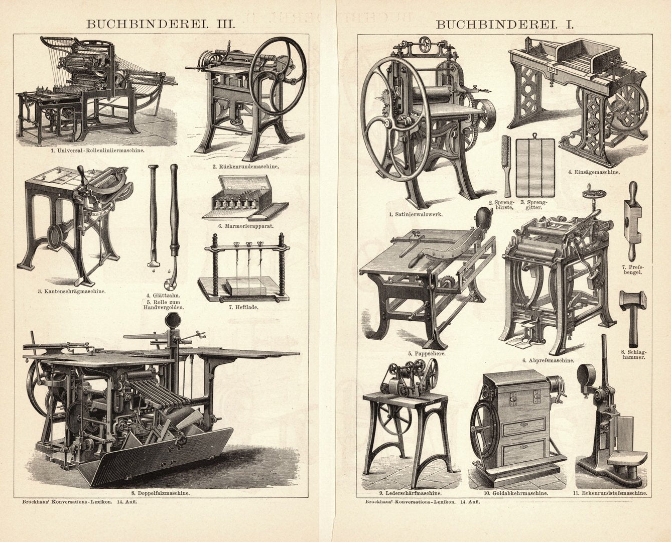 Buchbinderei. Buchillustration (Stich) von 1897