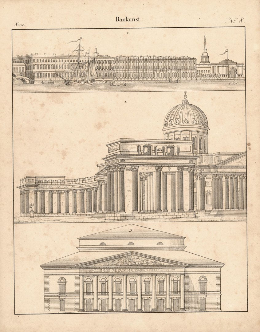 Modern Architecture No. 8 · Antique Lithograph, 1830