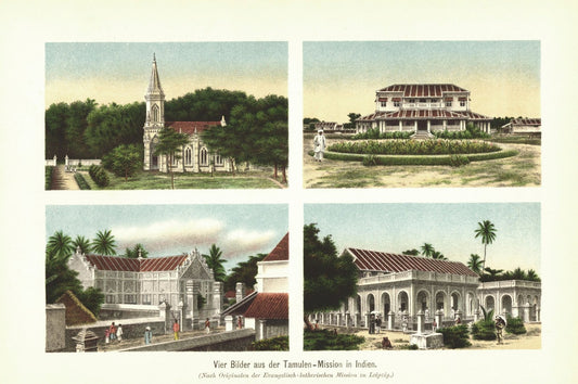 Tamulen-Mission in Indien. Lithografie von 1902
