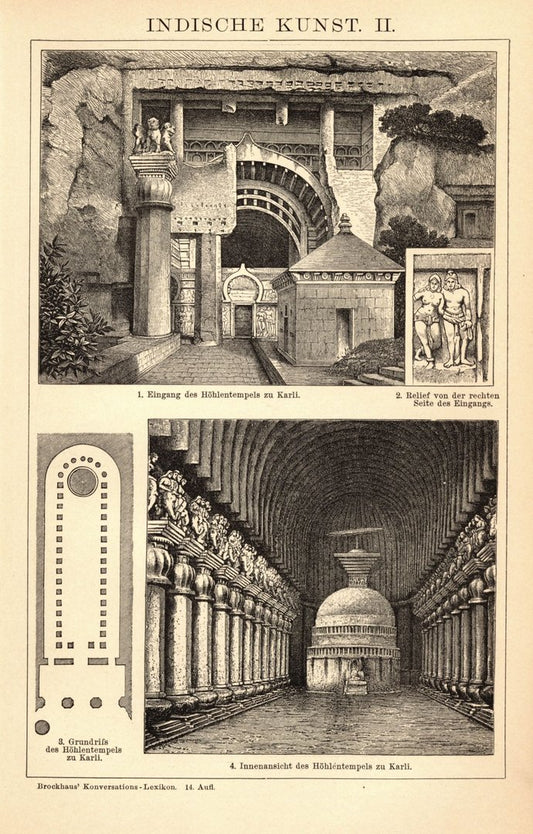 Indische Kunst. Buchillustration (Stich) von 1897