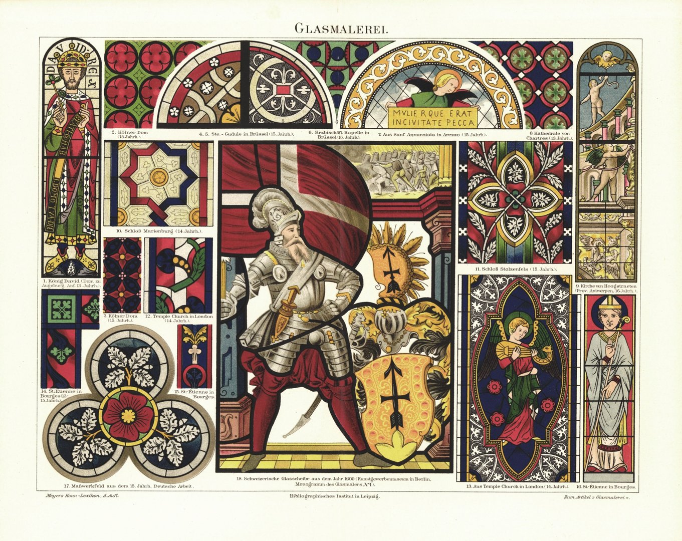 Glasmalerei. Lithografie von 1895
