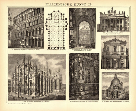 Italienische Kunst. Buchillustration (Stich) von 1897