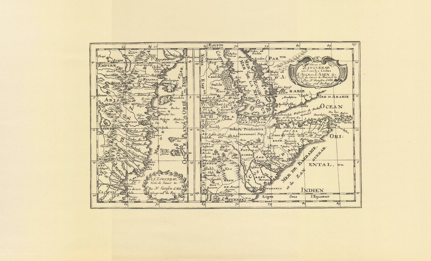 Madagaskar und Ostküste. Limitierter Nachdruck von 1968. Le Zanguebar Tiree de Sanut &c Partie du Za