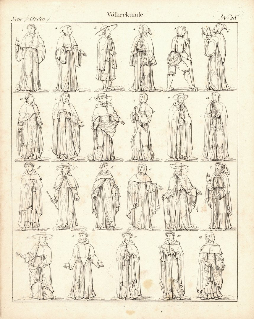 Neue Orden, Ordensleute, Völkerkunde Nr. 28. Lithografiertes Blatt von 1830.