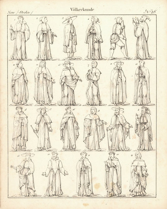 Neue Orden, Ordensleute, Völkerkunde Nr. 28. Lithografiertes Blatt von 1830.
