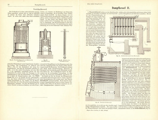 Dampfkessel II. Buchillustration von 1895