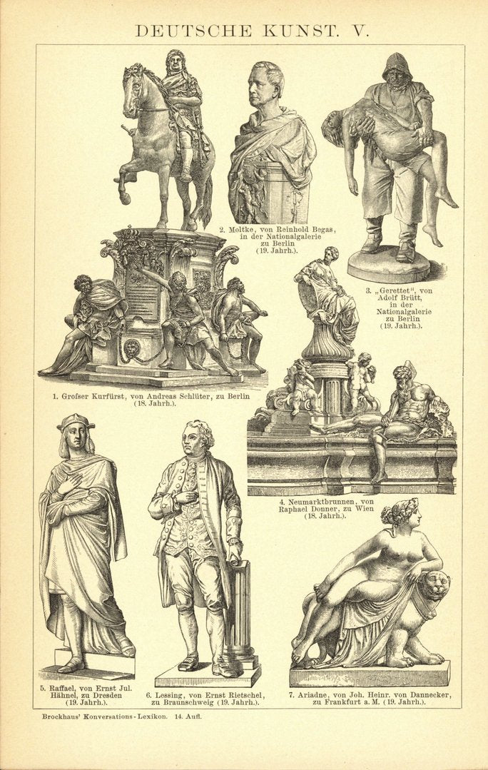 Deutsche Kunst IV bis V. Buchillustration (Stich) von 1897