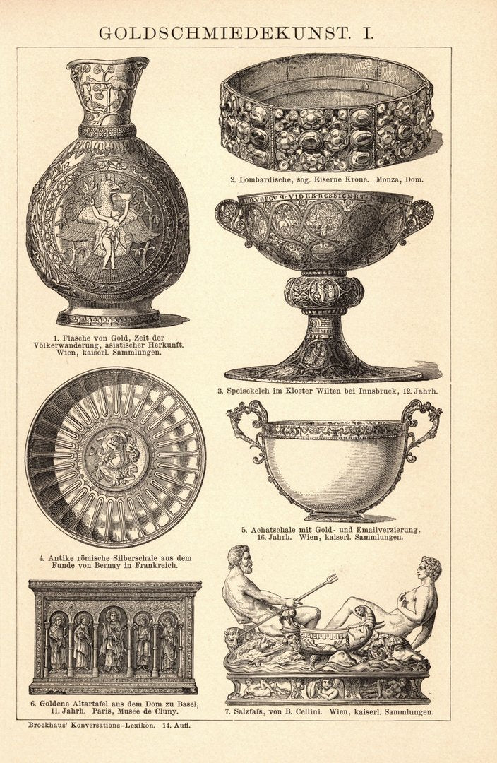 Goldschmiedekunst I-II. Buchillustration (Stich) von 1897