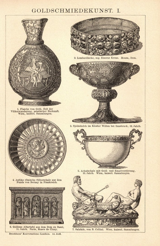 Goldschmiedekunst I-II. Buchillustration (Stich) von 1897