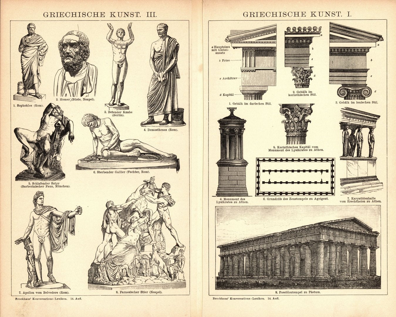 Griechische Kunst. Buchillustration (Stich) von 1897