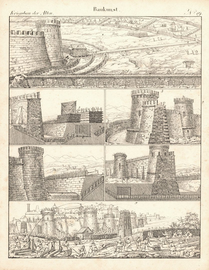 Ancient Military Architecture No. 19 · Antique Lithograph, 1830