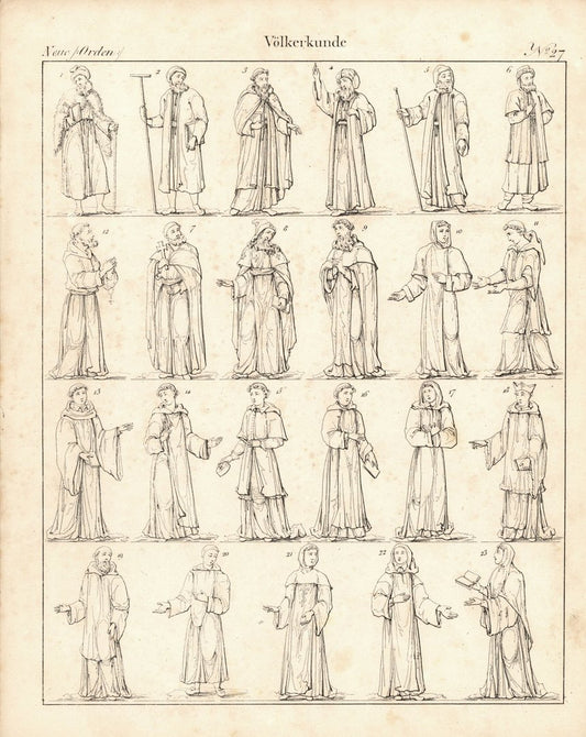 Neue Orden, Ordensleute, Völkerkunde Nr.27. Lithografiertes Blatt von 1830.
