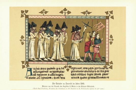Die Geissler zu Doornik im Jahre 1349. Lithografie von 1902