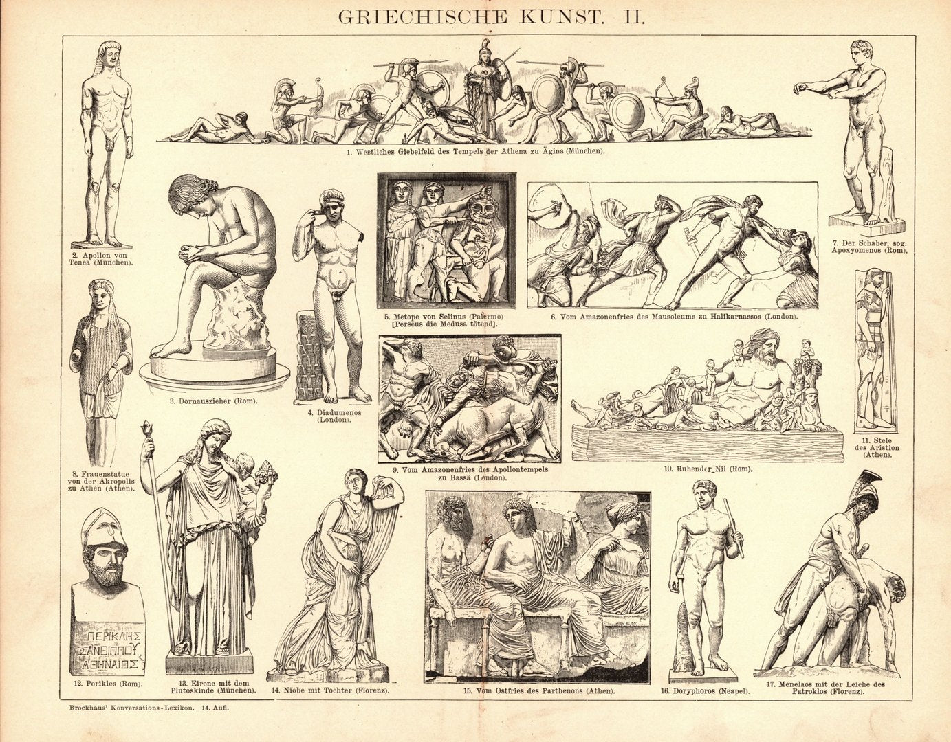 Griechische Kunst. Buchillustration (Stich) von 1897