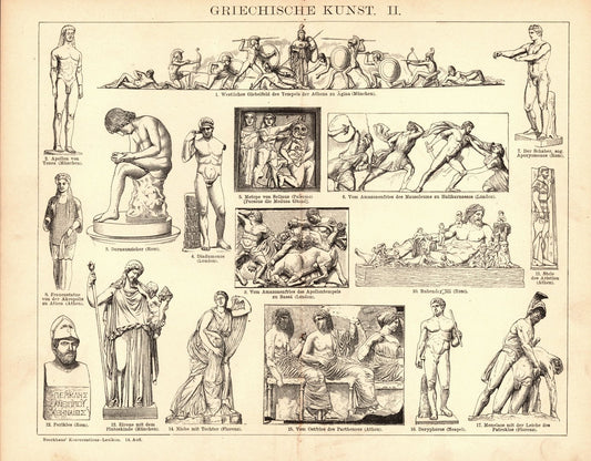 Griechische Kunst. Buchillustration (Stich) von 1897