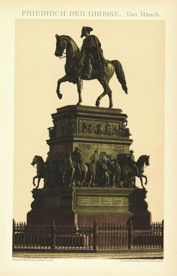 Friedrich der Grosse. Reiterstatue. Lithographie von 1894