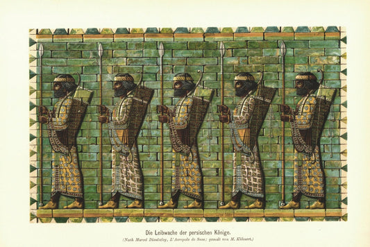 Die Leibwache der persischen Könige. Lithografie von 1902