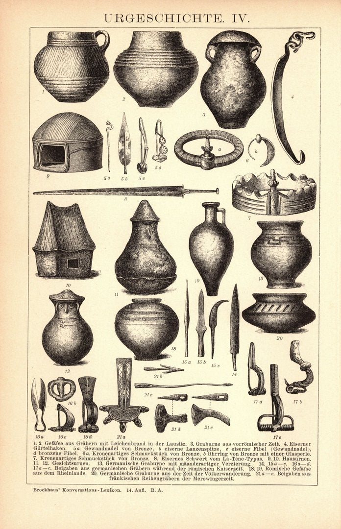 Urgeschichte III-IV. Buchillustration (Stich) von 1897