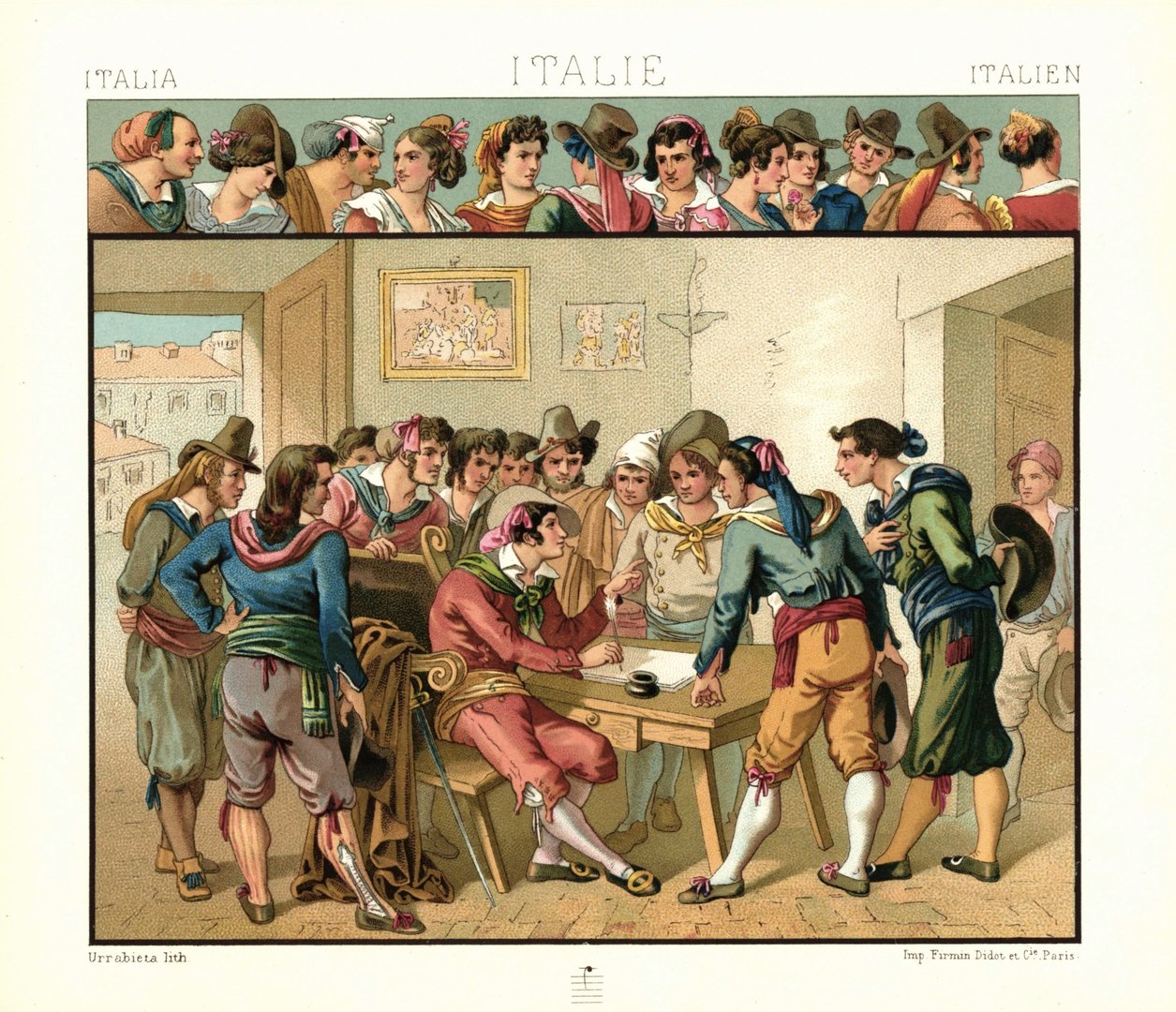 Italien. Trasteverer aus Rom. Erste Hälfte 19.Jhd.  Lithografie von 1888. (T466)