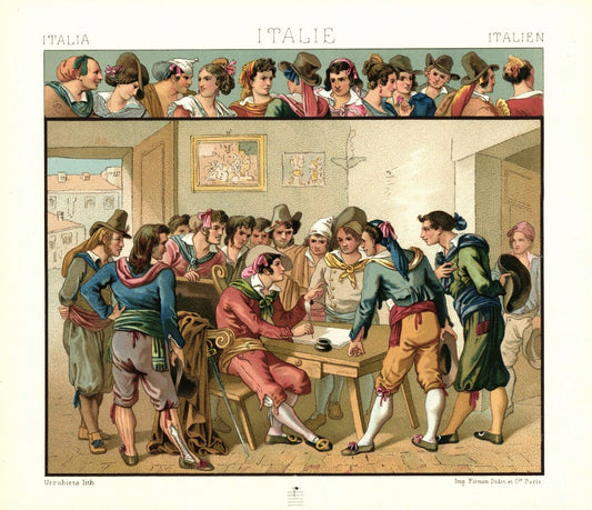 Italien. Trasteverer aus Rom. Erste Hälfte 19.Jhd.  Lithografie von 1888. (T466)